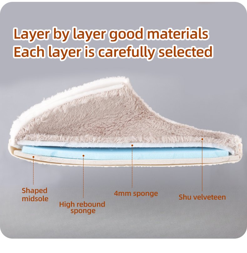 Cross section showing layered slipper materials