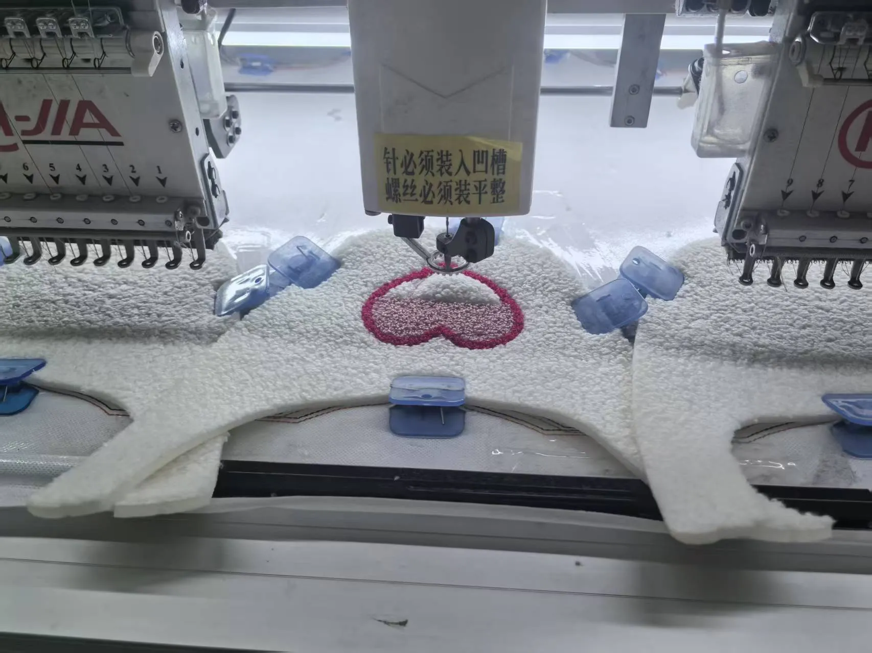 Custom embroidery in production